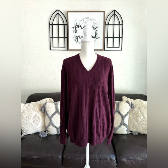Tasso Elba 100% Cashmere V Neck Cable Knit Long Sleeve Sweater NWT Men’s Size L